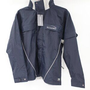 NWT BMW jacket women's small sheer driving pleasure race F1 Blue hide away hood